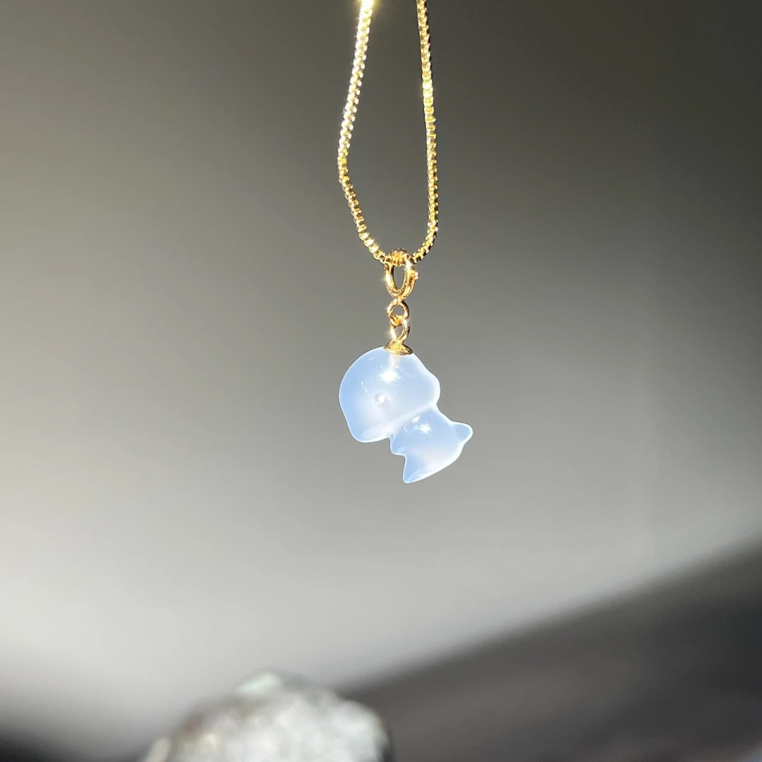 s925玉髓蹲立猫吊坠 KT24080205