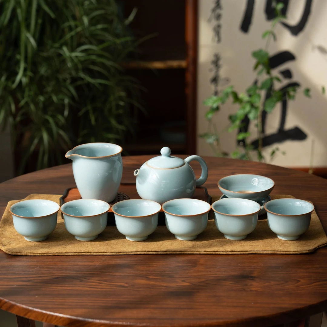 简匠汝窑非遗原矿汝窑西施壶茶具套装礼盒