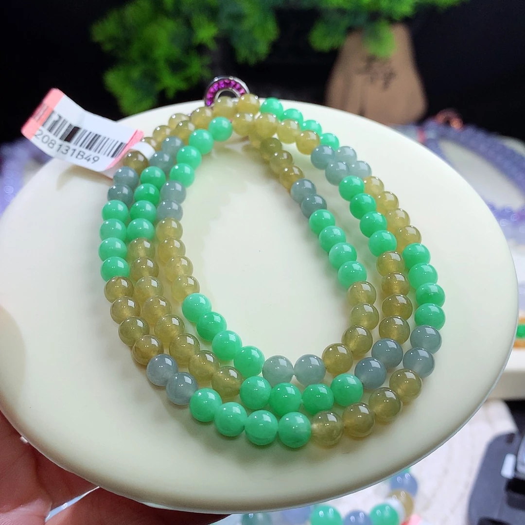 项链未镶嵌翡翠多彩莫兰迪 卡5.7mm