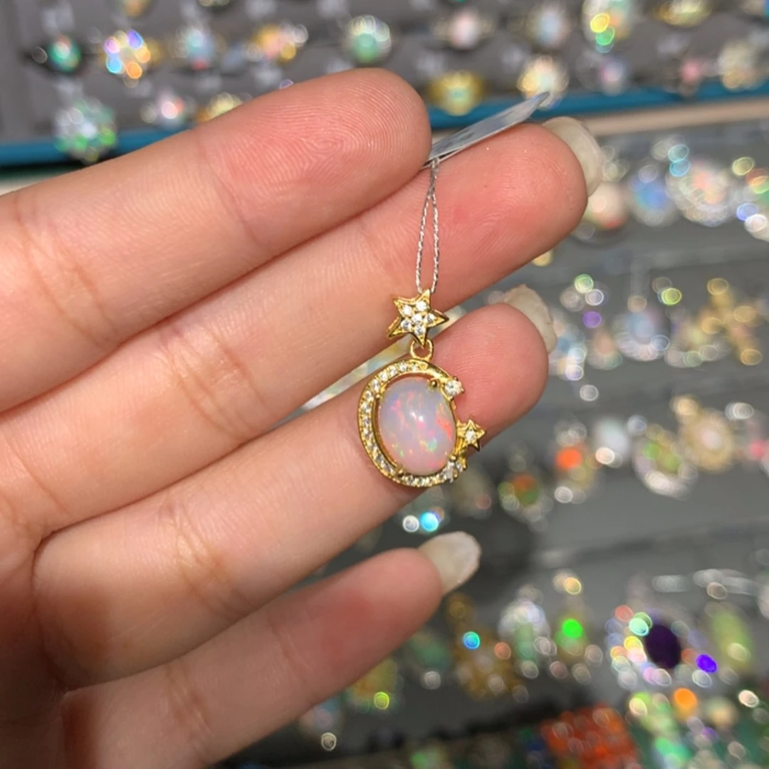 【闪购商品】欧泊银S925镶嵌 欧泊吊坠l