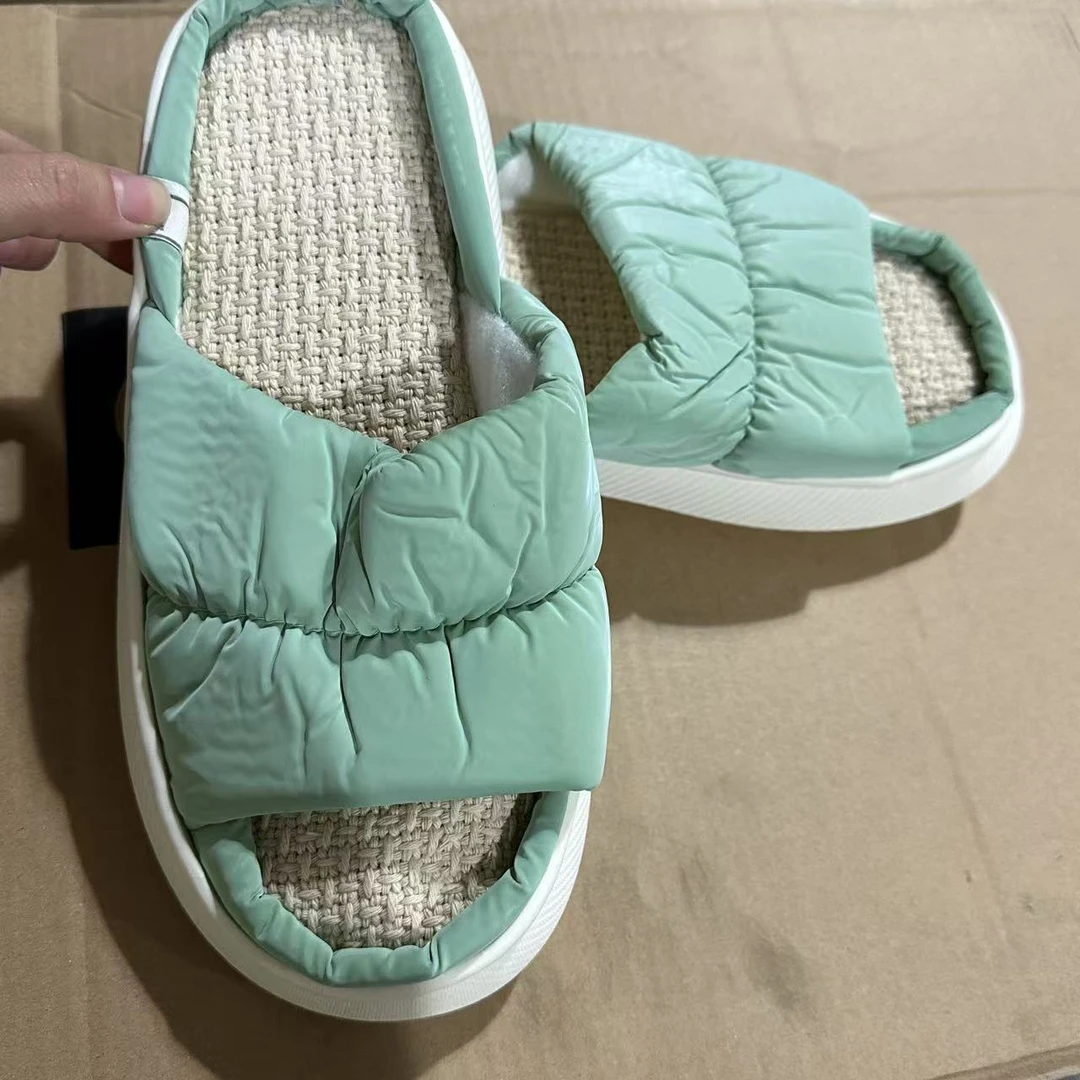 薄荷绿鱼嘴麻底家居拖鞋 尺码可选
