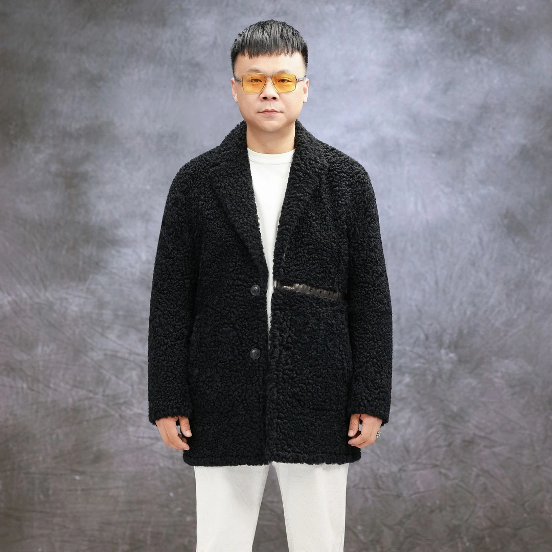 KARUOBIN/卡若宾进口土耳其卡贡休闲皮毛一体西装领时尚保暖外套