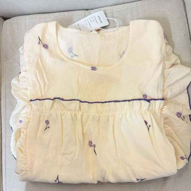夏季女士紫蒲公英带胸垫无袖睡裙