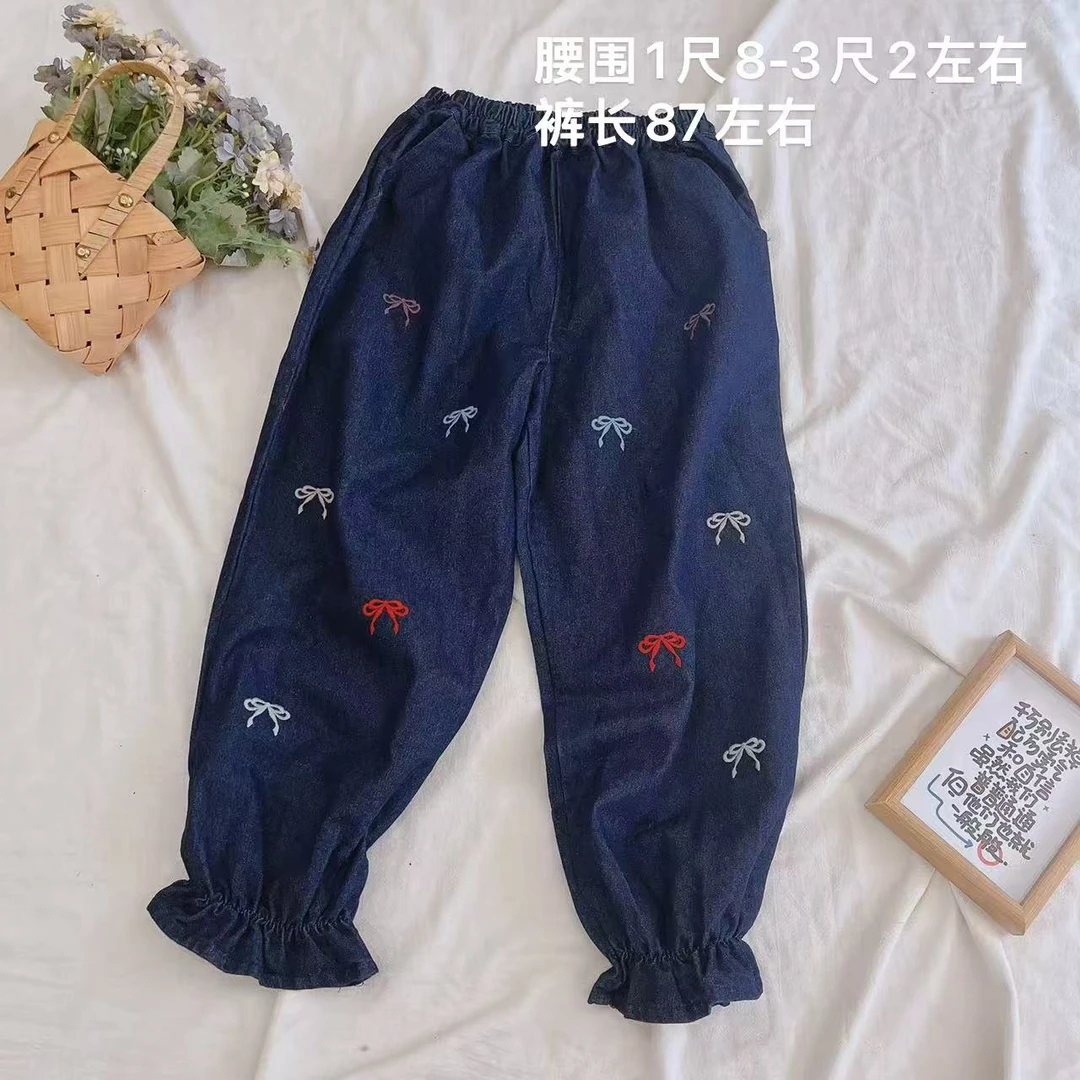 【蝴蝶爱恋】时尚百搭刺绣蝴蝶结牛仔花苞裤介意瑕疵慎拍