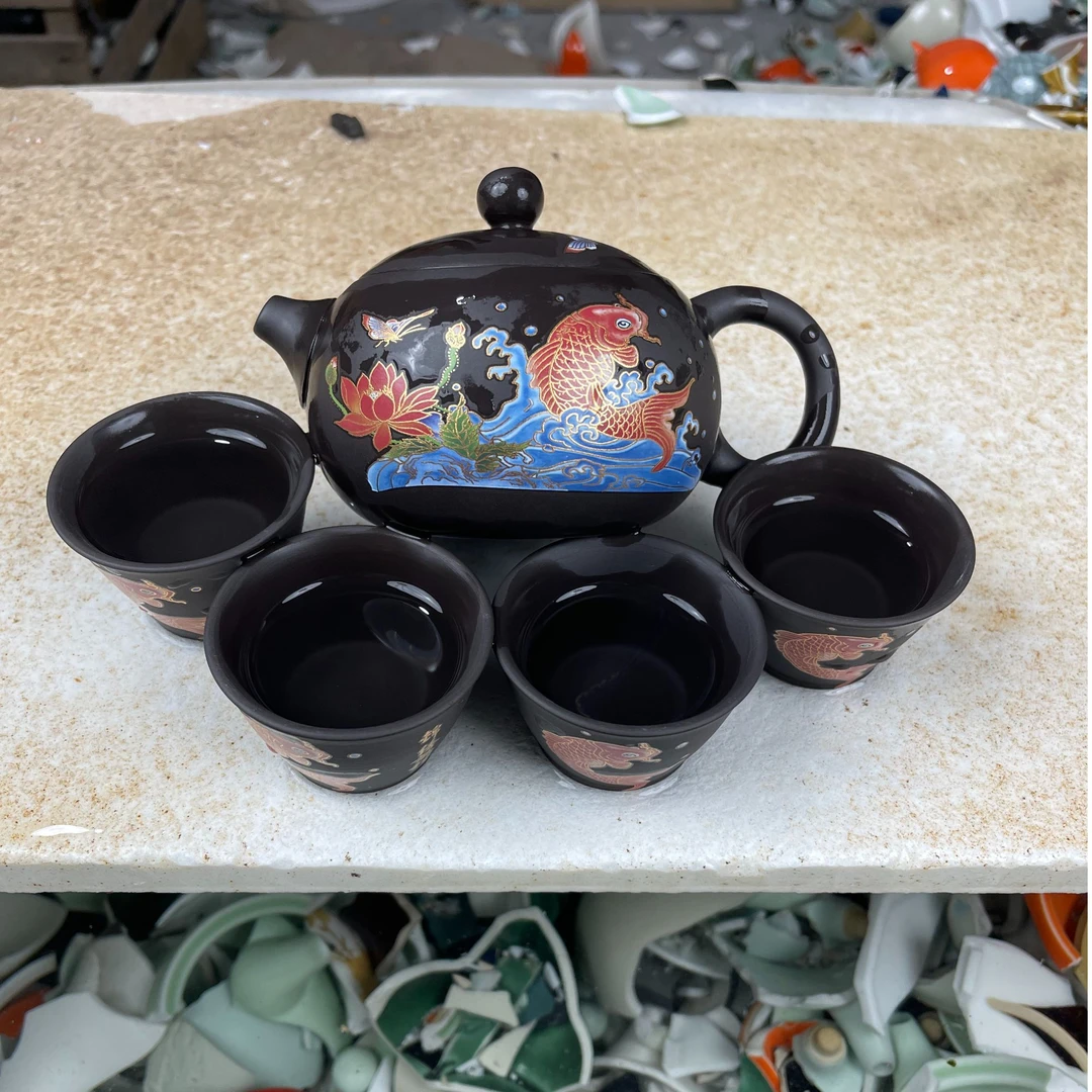 【闪购商品】锦绣前程深井老紫泥西施壶（带四杯）