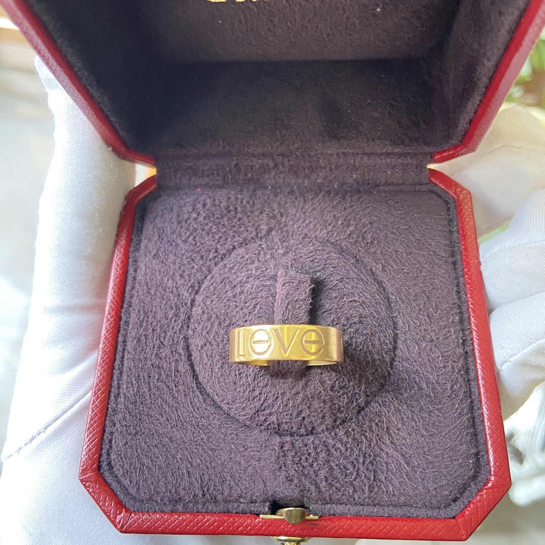 95新 Cartier/卡地亚 53码玫瑰金宽版戒指0296