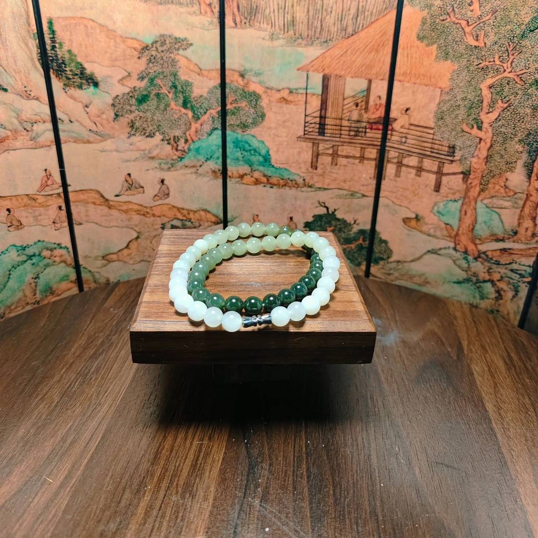 A和田玉渐变圆珠项链1818