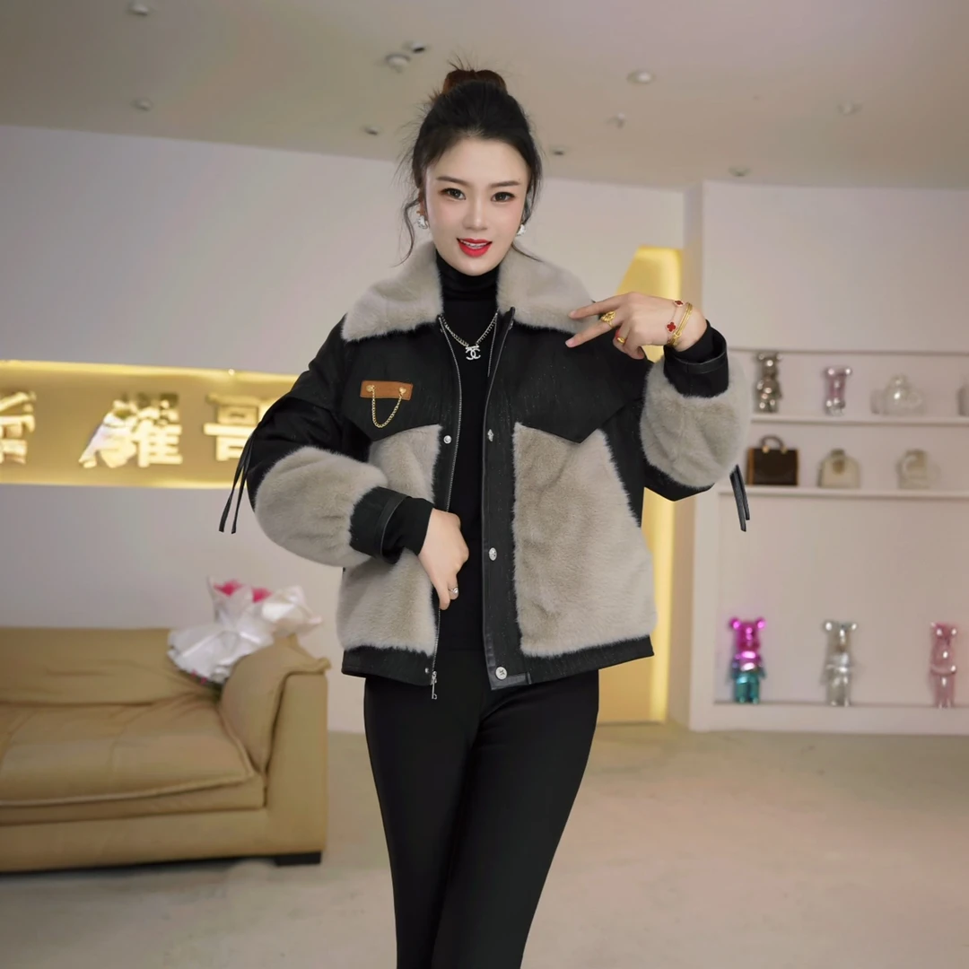 SHIMEISHAER/诗美莎尔海宁防寒保暖翻毛皮女士秋冬厚外套YR730