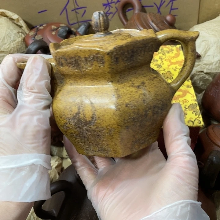 紫砂茶壶原矿泥料，手工制作一把，紫砂壶。