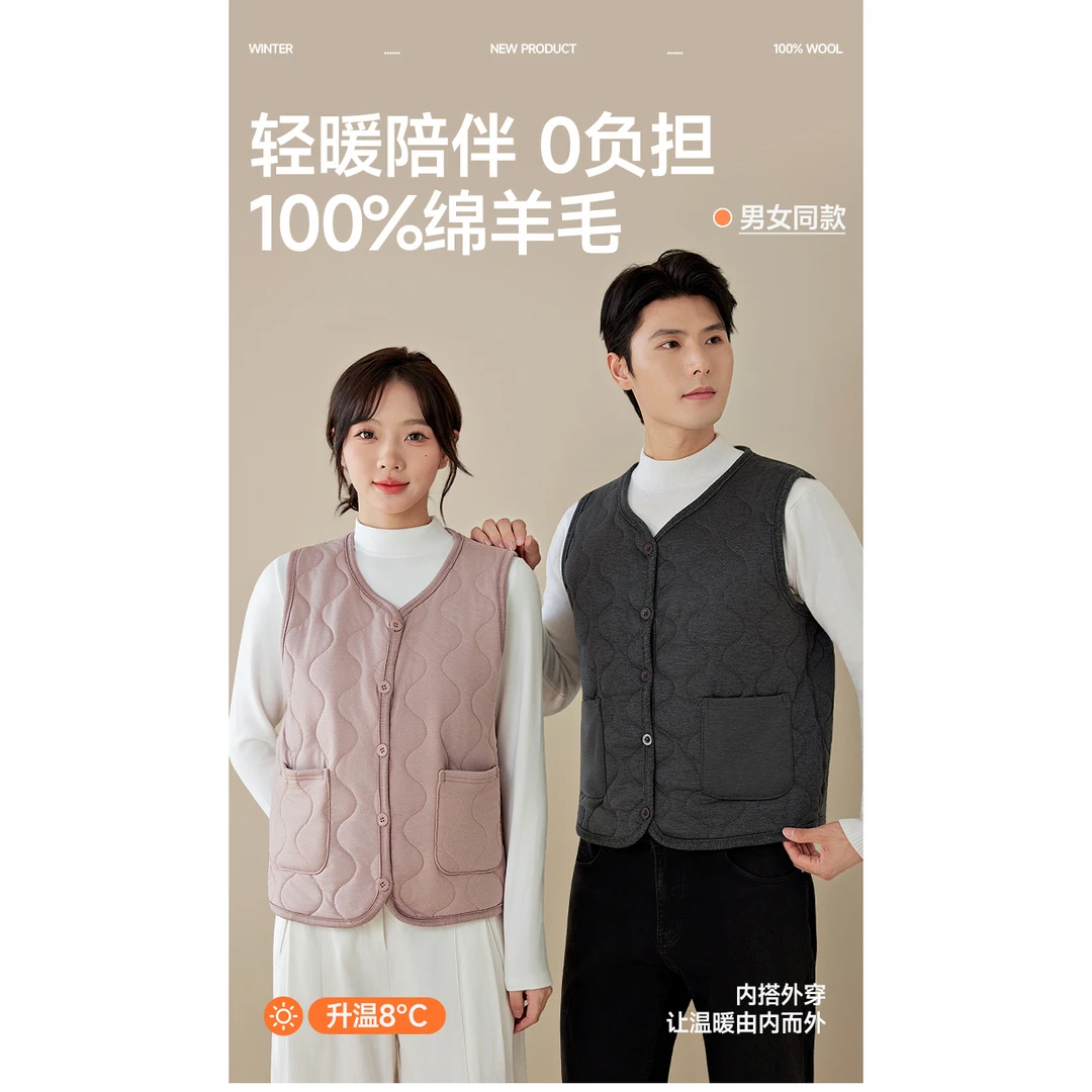 冬季保暖好货~V领羊毛保暖马甲628