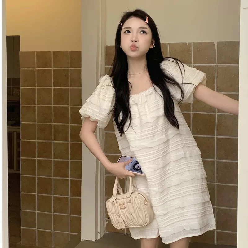 公主风甜美杏色连衣裙2203