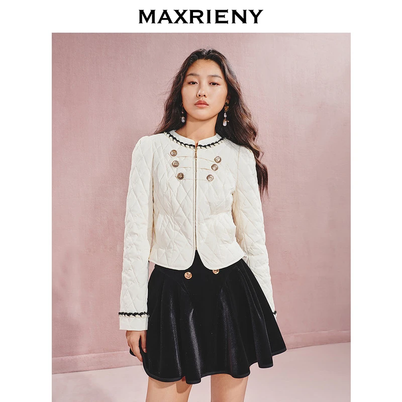 【蜜思仝】【商场同款】MAXRIENY精致休闲织带收腰型羽绒外套女