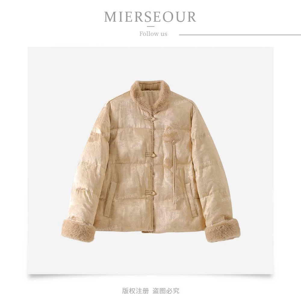 【锦缎国风】新中式国风 90白鸭绒 气质冬季宽松外套25FW089