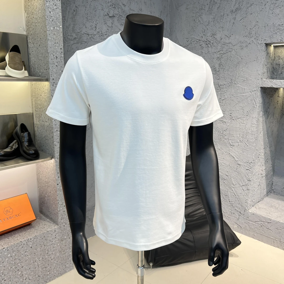 2025夏季新款男士时尚百搭净版小标纯色T恤打底净版简约潮流短袖