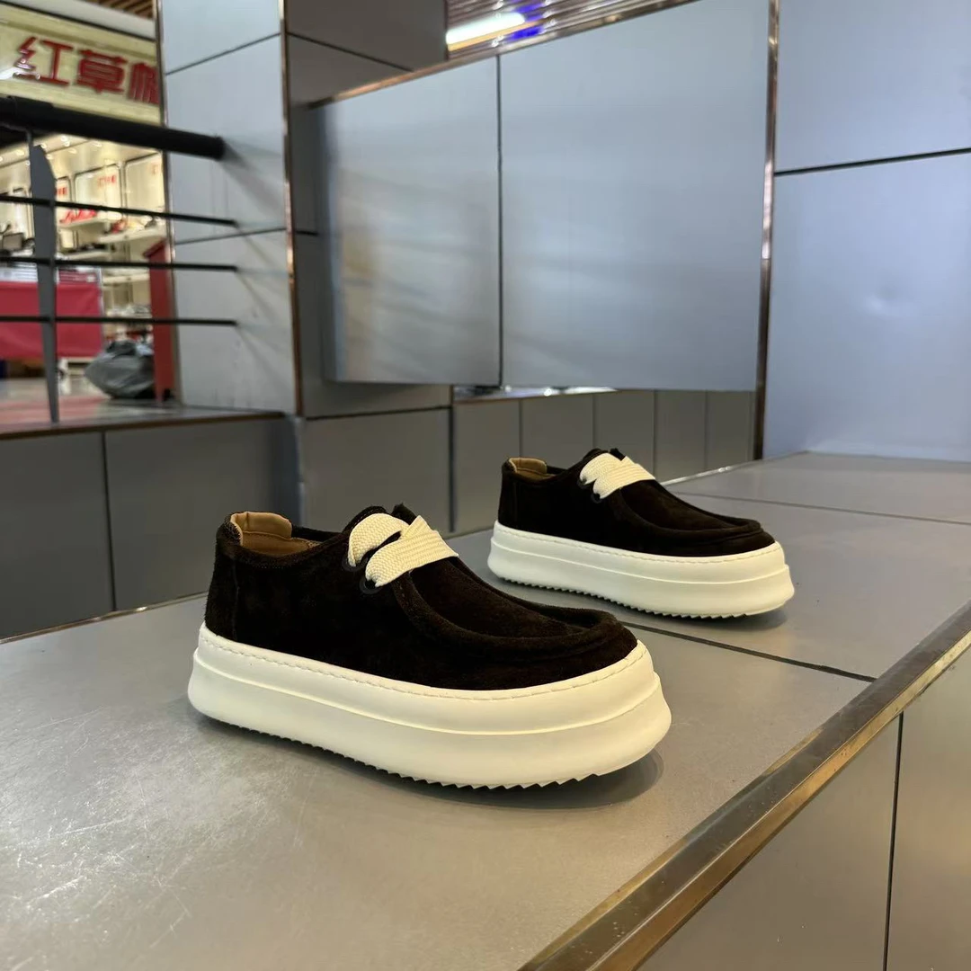 春秋低帮前系带休闲鞋夏季皮鞋懒人百搭厚底增高男士鞋子舒适新款