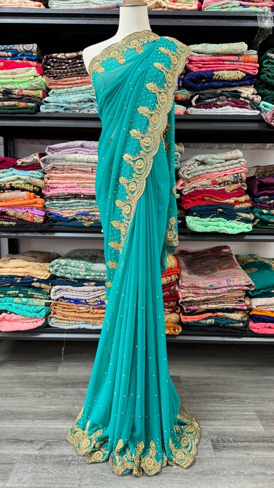 钉珠全新六米雪纺大纱丽