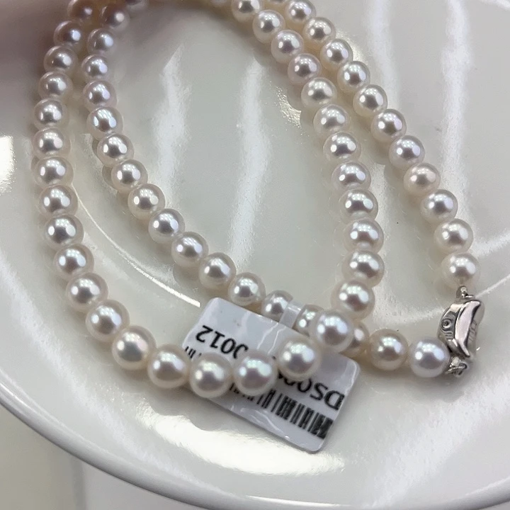 淡水珍珠颈饰银S925镶嵌卡6.5极光炫彩高品