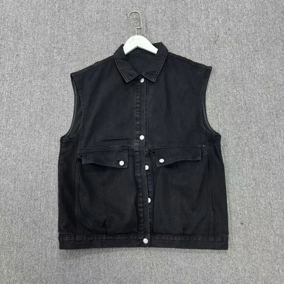 【雪儿推荐】8879-1潮牌设计师春季洋气百搭水洗重工牛仔背心马甲