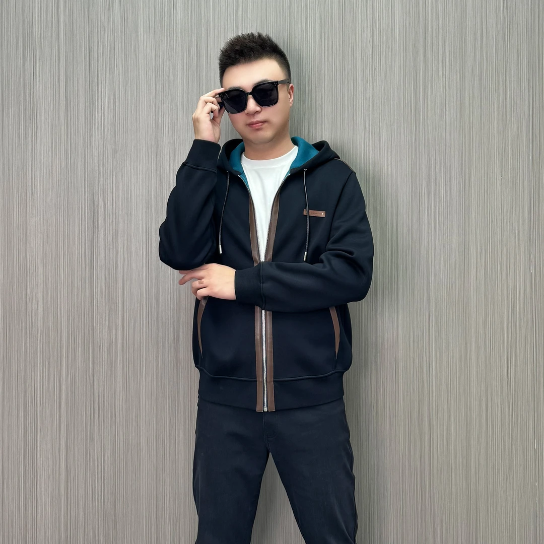 【7027】秋冬男士新品 简约时尚 空气棉 拼接连帽夹克