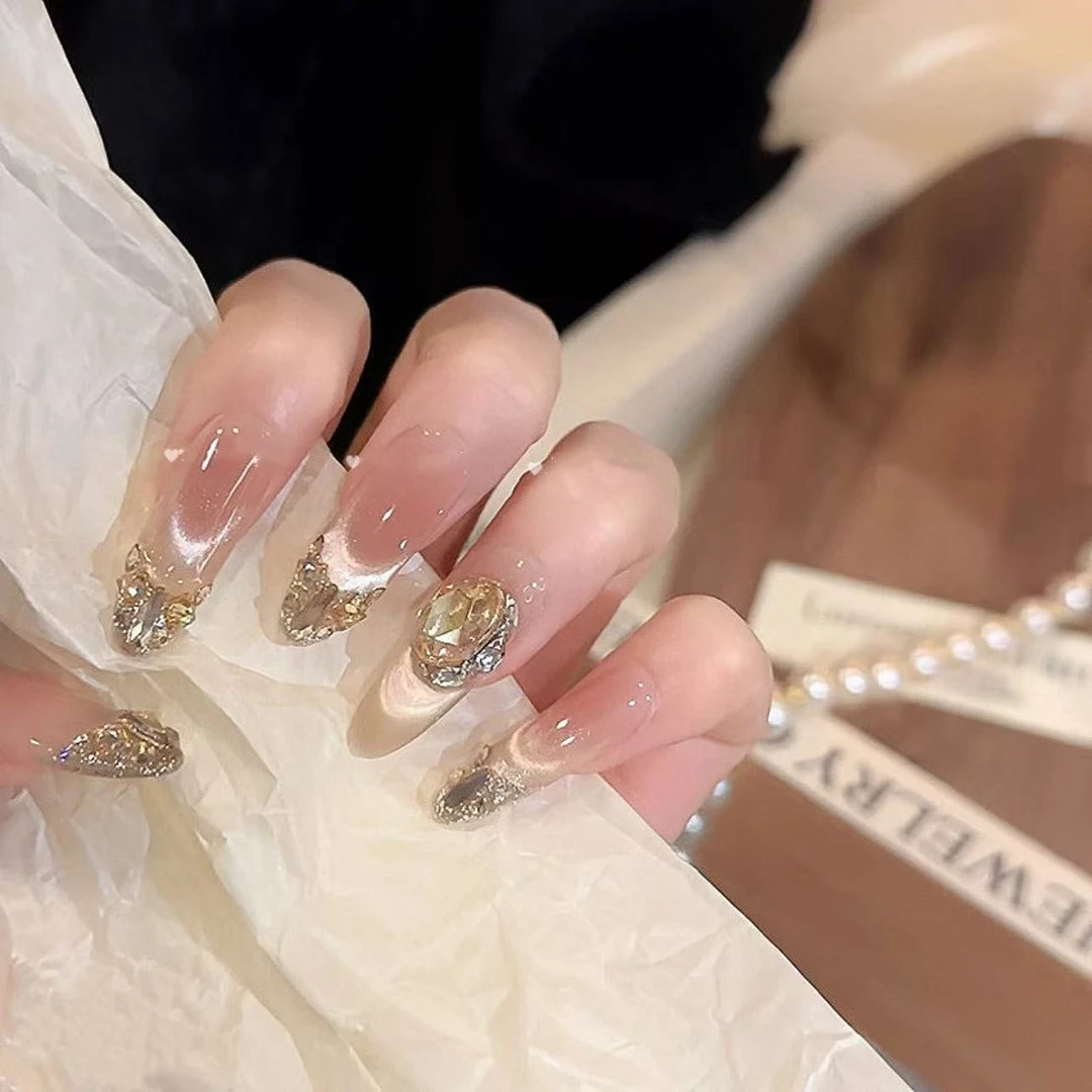 【千金】新款高品质满钻爆闪轻奢手工穿戴甲10片可拆卸