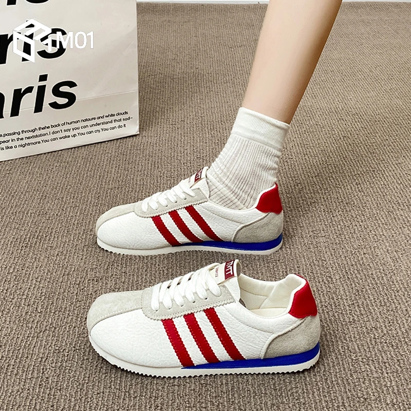 M01红色德训鞋女款2025新款秋季超火轻便百搭运动鞋时尚休闲女鞋