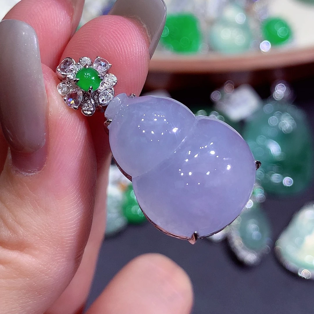 吊坠(不含链)18K金镶嵌翡翠