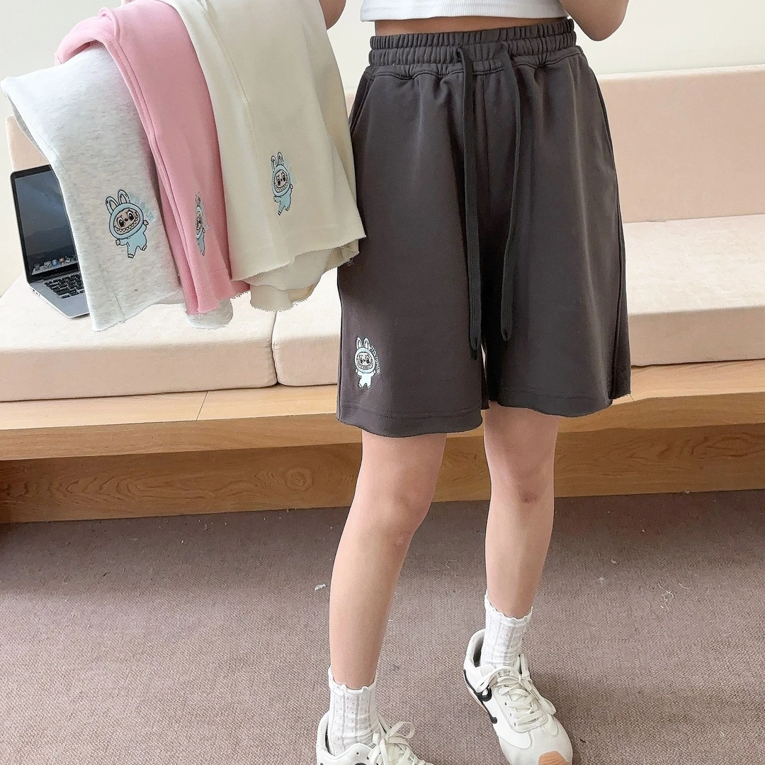 纸袋家夏季新款「纯棉毛圈刺绣布布短裤」B2507宽松休闲韩版裤子