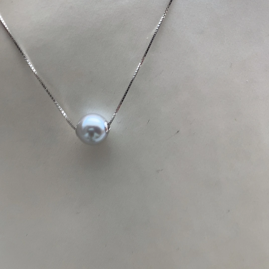 海水珍珠吊坠(赠链)18K金镶嵌8.5-9mm真多麻路路通