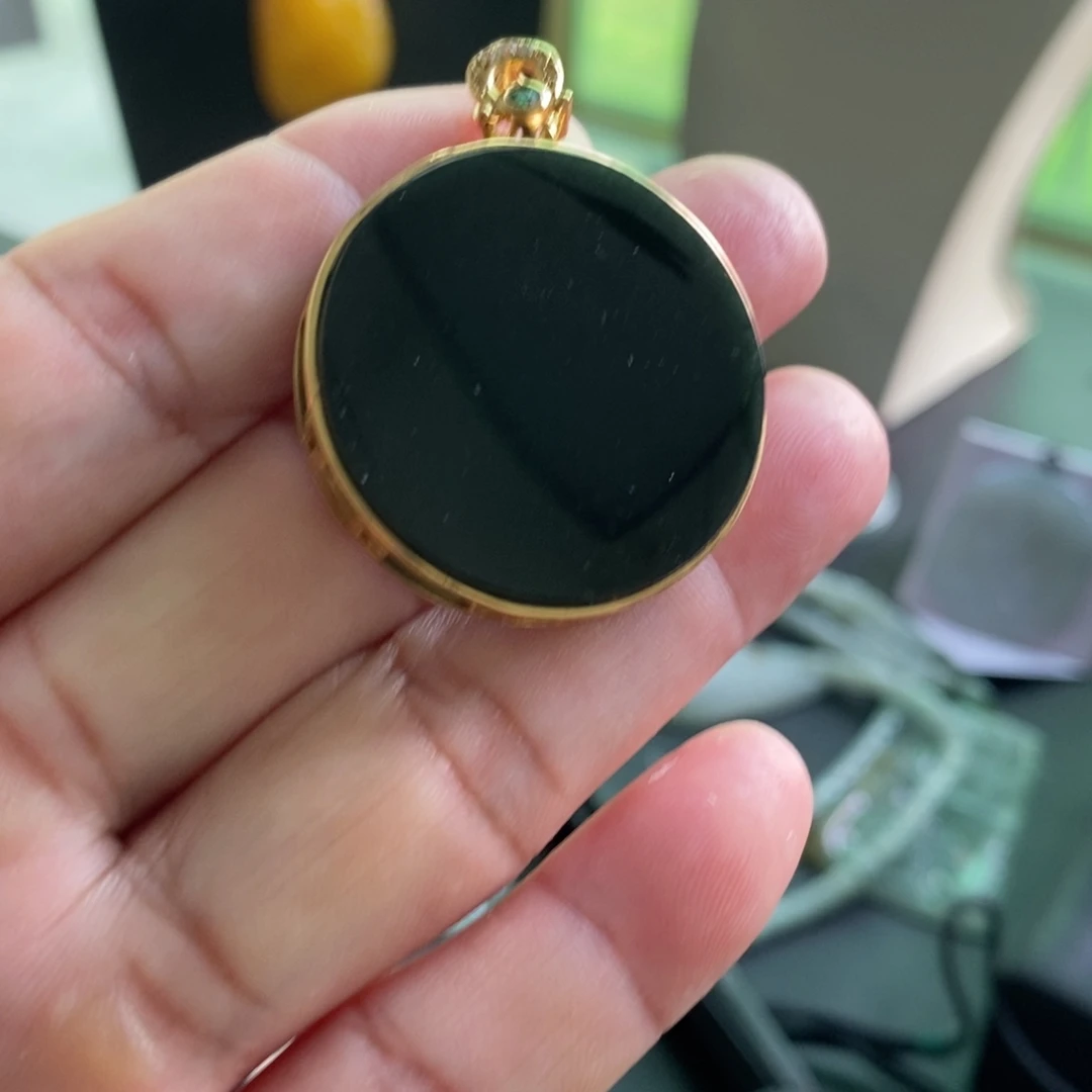 颈饰银S925镶嵌翡翠时来运转