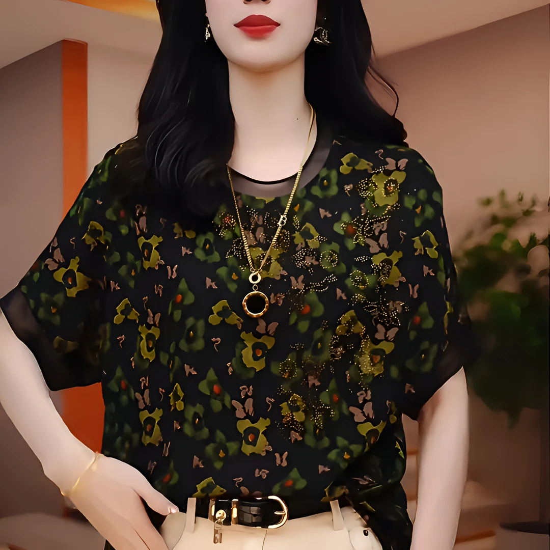 【贵妇装】原创【翠叶纷影】翠叶纷影设计时尚妈妈装遮肉显瘦时尚小衫