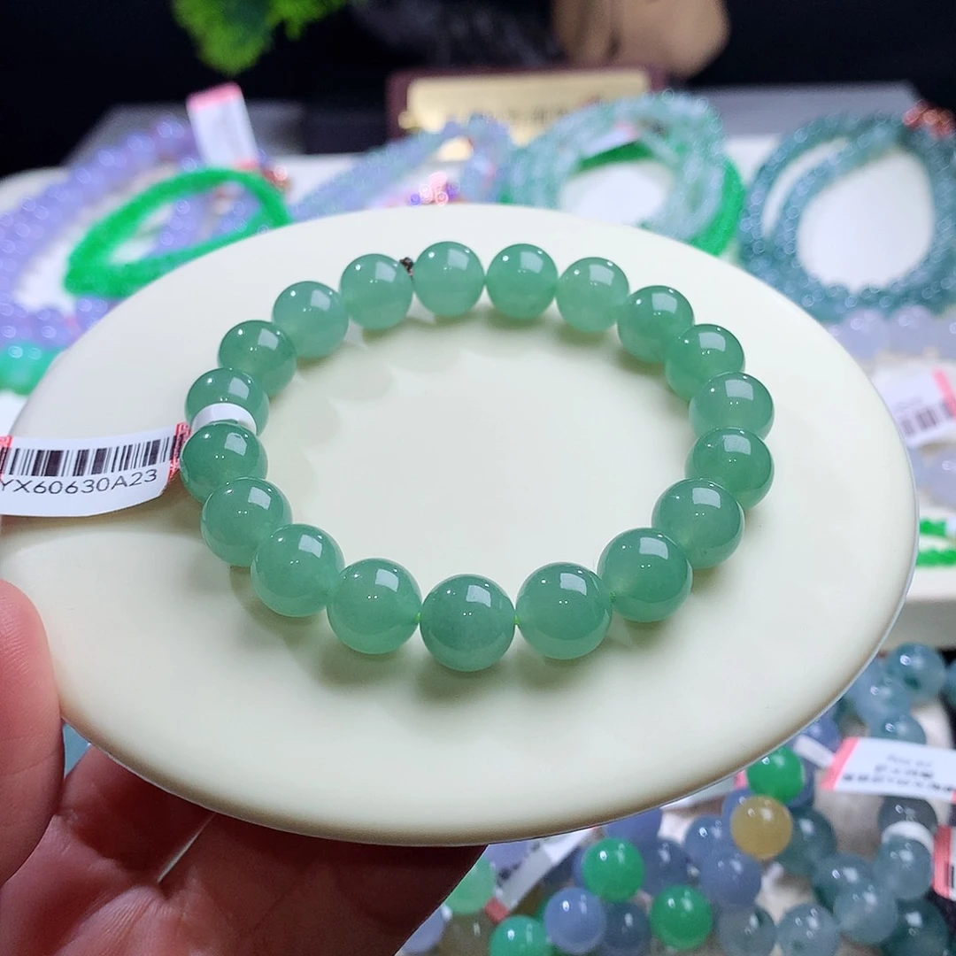 未镶嵌手串翡翠卡10mm冰胶晴水绿 清新明亮