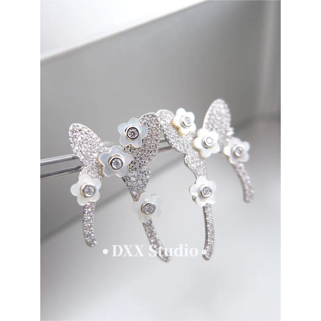 铜合金锆石耳饰 小众设计蝴蝶耳饰46217