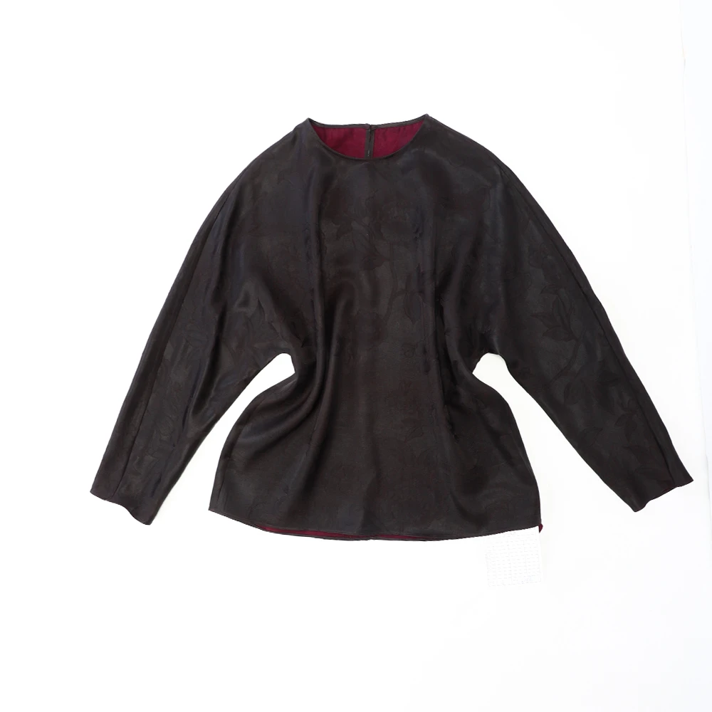 品牌新款春季新中式桑蚕丝早春宽松百搭长袖提花国风上衣516300