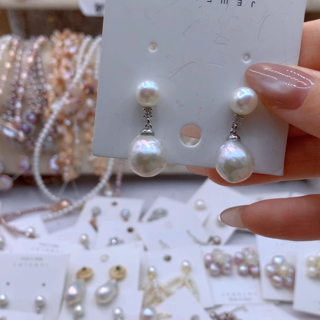 淡水珍珠耳饰银S925镶嵌