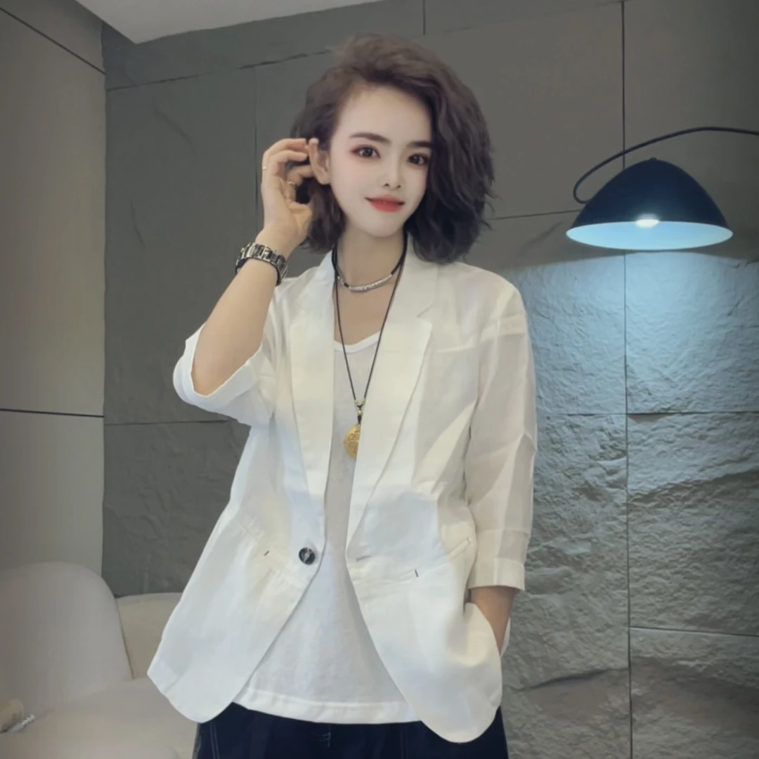 聪聪L8617夏季新款亚麻休闲百搭宽松小西服外套