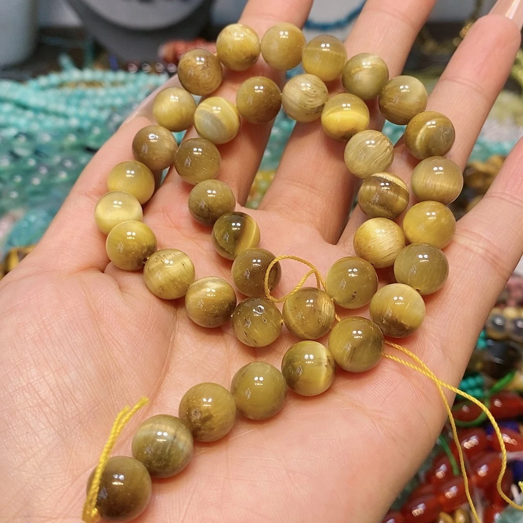 玛瑙/玉髓散珠10mm黄虎一条