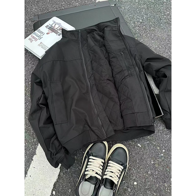 美式cleanfit加厚廓形飞行夹克棉衣男款冬季三防立领短款工装外套