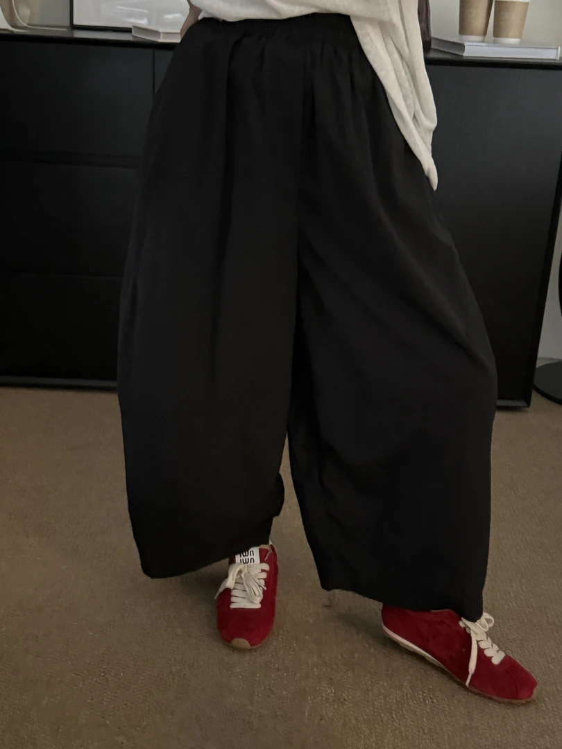 【Z Z.H】定制款黑色宽松休闲腰松紧百搭九分气球裤