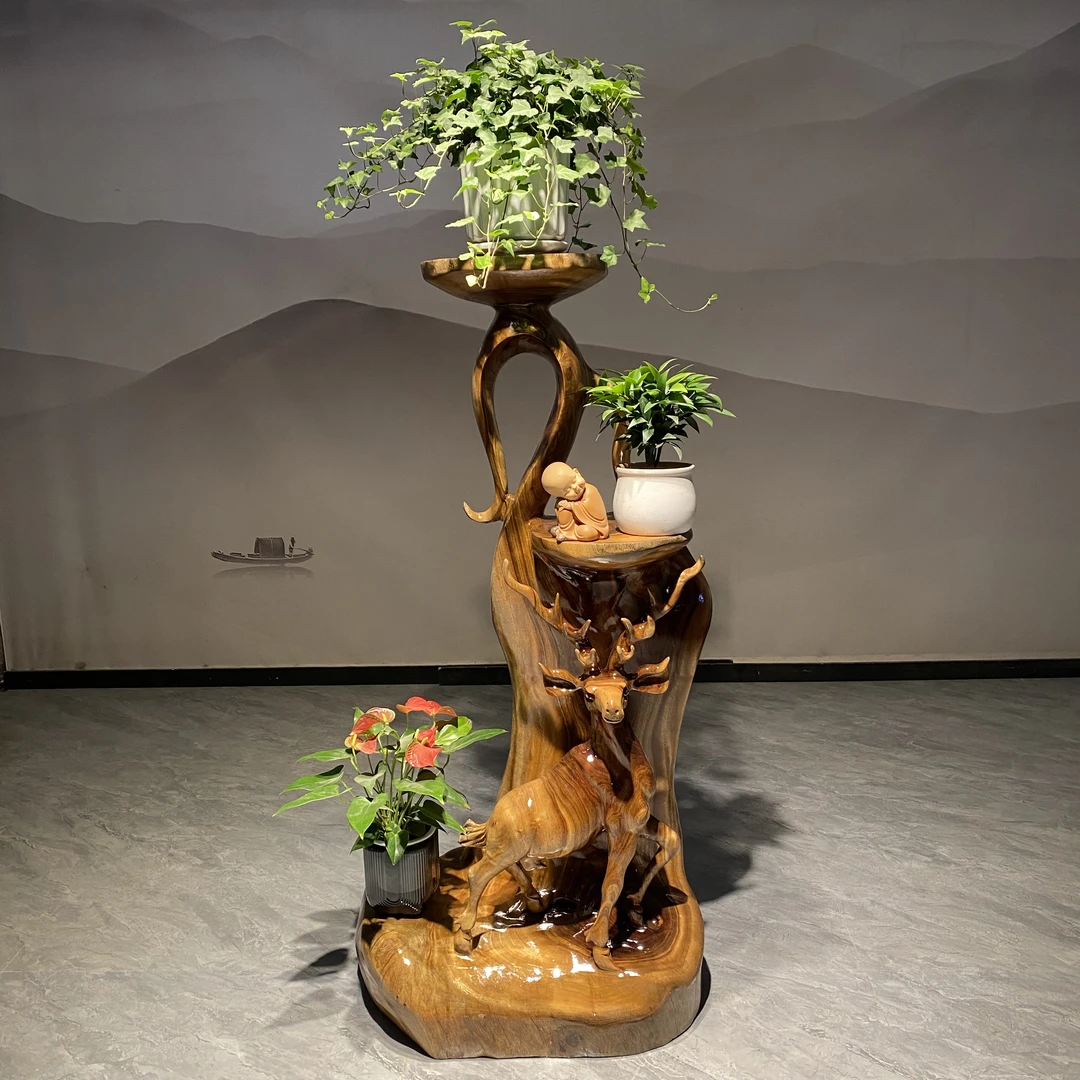 原木雕刻根雕花架艺术风格型