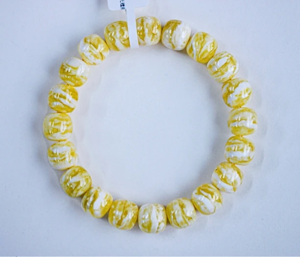 同料 11mm俄料橘底虎皮白花老型蜜蜡手串 15.92克 蜡质纹路出色