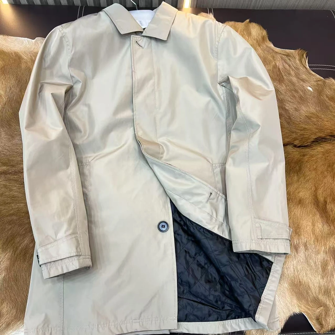 出口欧洲 外贸男士防风防水加厚保暖夹棉中长款风衣外套