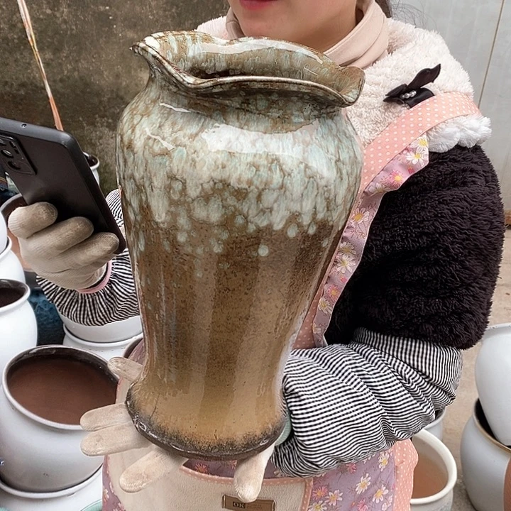 紫砂花盆瑕疵口17高30瑕疵