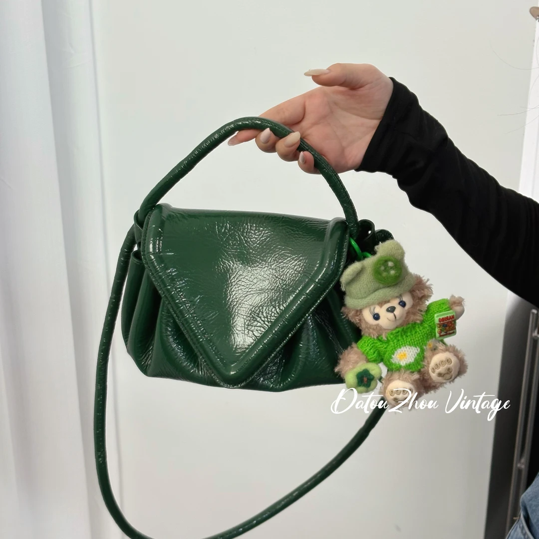 95新 BOTTEGA VENETA/葆蝶家 墨绿色手提斜挎包cy