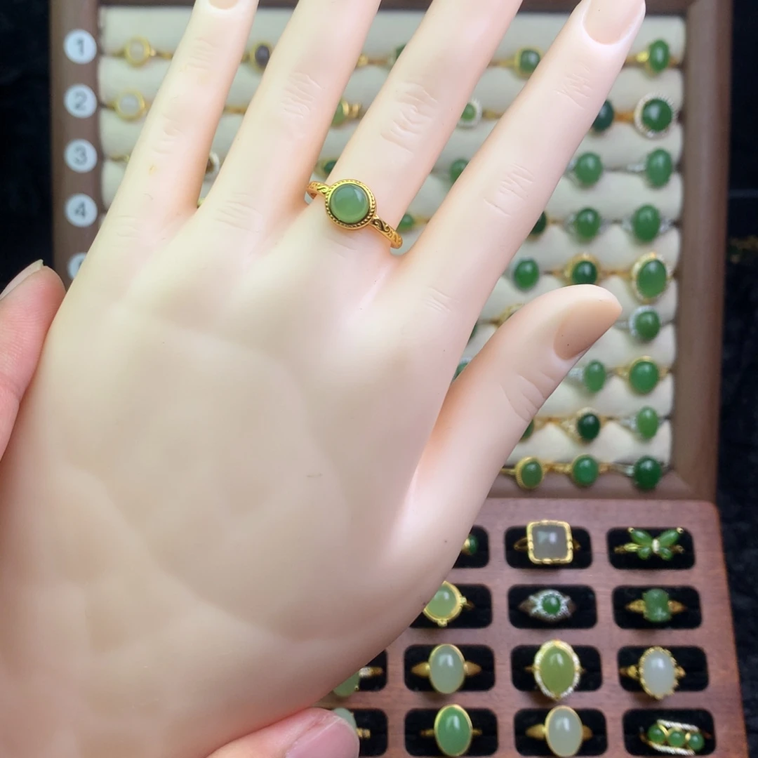 和田玉银S925镶嵌戒指