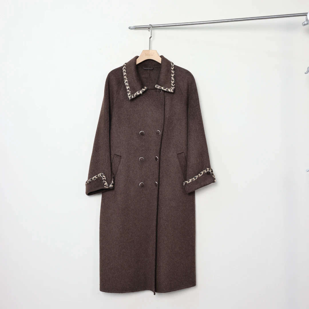 QC杨杨【长岛假期】微胖大码女冬小香风双面呢羊毛大衣ZY412L51