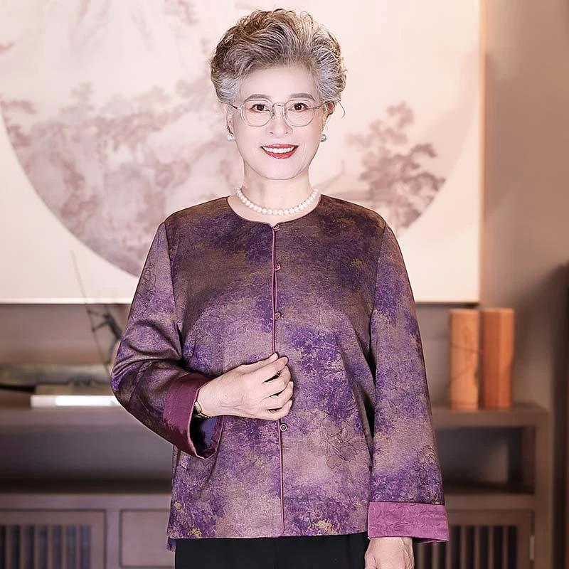 中老年秋季妈妈国风新中式洋气外套女老人奶奶太太秋装新款上衣服
