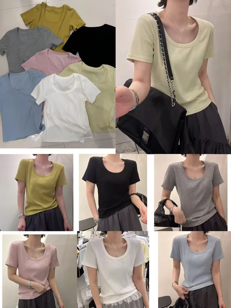 3365壹彩家 (炸款)显瘦U领纯色T恤