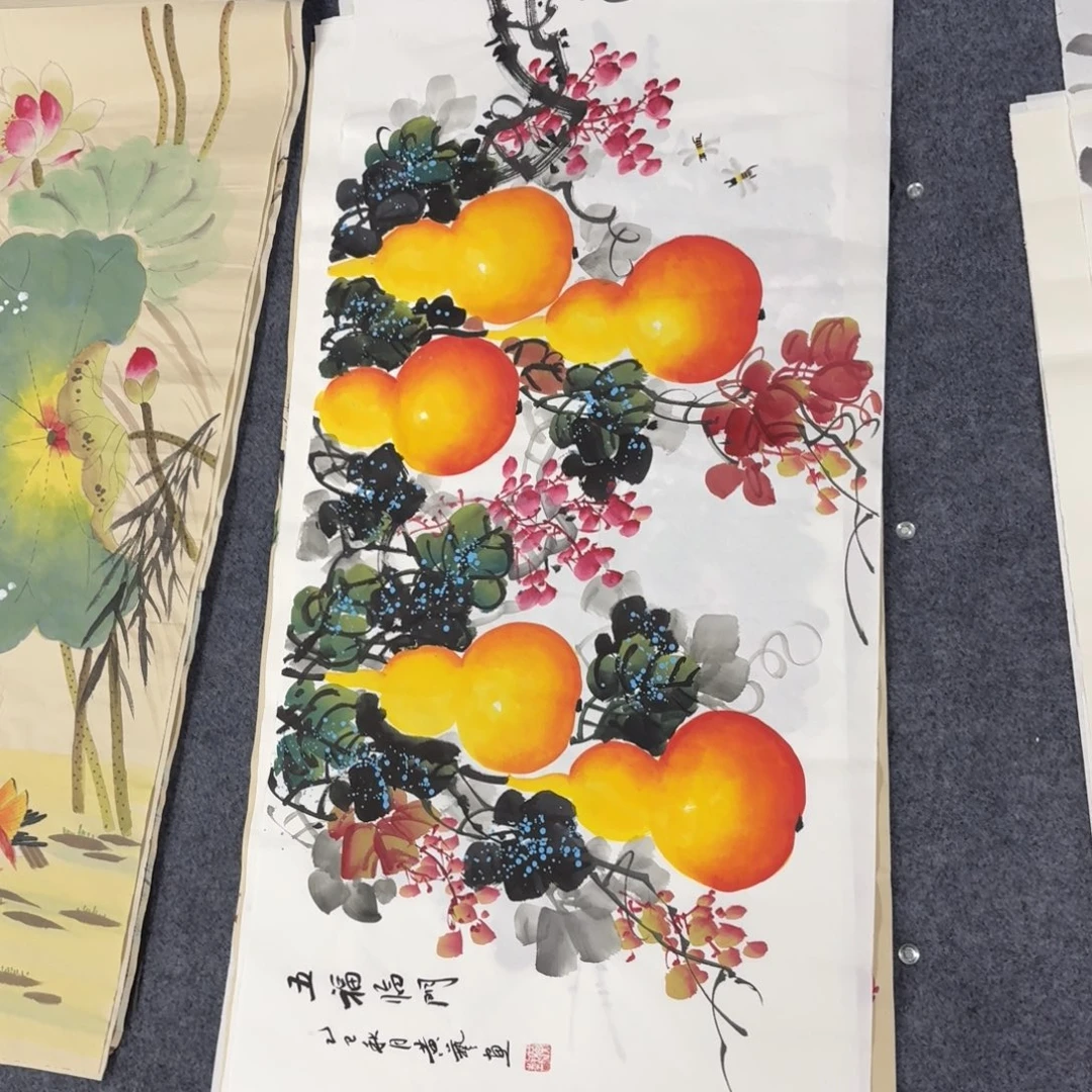 国画100×50手绘画画画