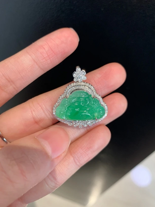 阳绿佛公镶嵌吊坠