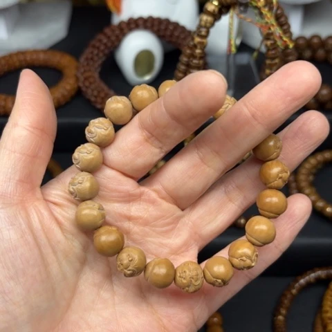 【闪购商品】大叶紫檀（黑酸枝木类）猴头弥勒佛手串